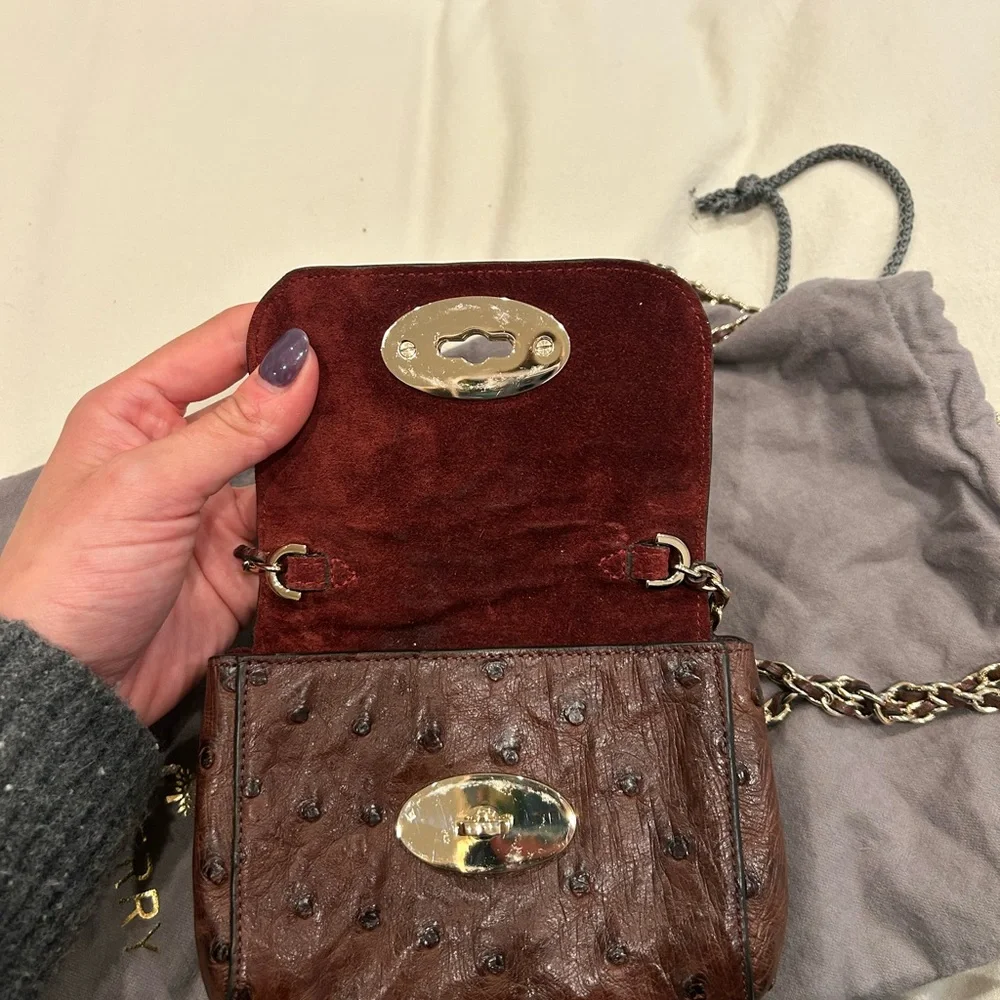 Mulberry Lily Mini in Oxblood Ostrich - Picture 3 of 7